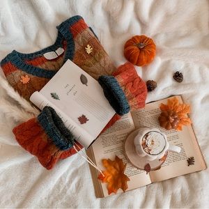 Vintage Autumn Striped 100% Wool V-neck Sweater SZ S